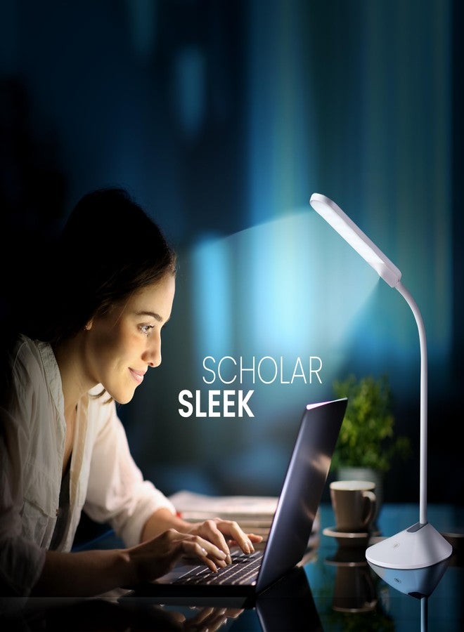 ماجيك مصباح طاولة دراسة MAGIK Scholar Sleek LED قابل لإعادة الشحن بقوة 6 واط | 3 أوضاع إضاءة (3000 كلفن - 4000 كلفن - 6500 كلفن) | خاصية التعتيم والتعديل | رقبة مرنة، محمول، مصباح مكتبي مريح للعين للأطفال والكبار | عبوة من قطعة واحدة - Image 5